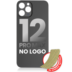 Back Glass With 3M Adhesive For iPhone 12 Pro Max (No Logo / Large Camera Hole) (Graphite)