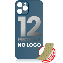 Back Glass With 3M Adhesive For iPhone 12 Pro Max (No Logo / Large Camera Hole) (Pacific Blue)