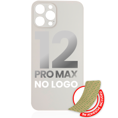 Back Glass With 3M Adhesive For iPhone 12 Pro Max (No Logo / Large Camera Hole) (Silver)