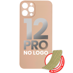 Back Glass With 3M Adhesive For iPhone 12 Pro (No Logo / Large Camera Hole) (Gold)