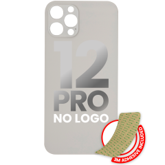 Back Glass With 3M Adhesive For iPhone 12 Pro (No Logo / Large Camera Hole) (Silver)
