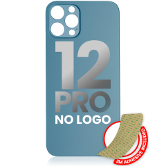 Back Glass With 3M Adhesive For iPhone 12 Pro (No Logo / Large Camera Hole) (Pacific Blue)