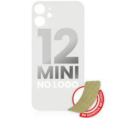 Back Glass With 3M Adhesive For iPhone 12 Mini (No Logo / Large Camera Hole) (White)
