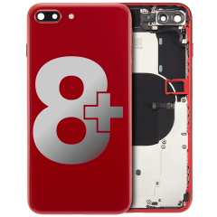Back Housing W/ Small Components Pre-Installed For iPhone 8 Plus (Used OEM Pull: Grade C) (Red)
