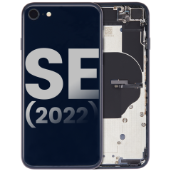Back Housing W/ Small Components Pre-Installed Compatible For iPhone SE (2022) (Used OEM Pull: Grade B) (Midnight)