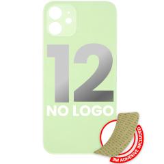 Back Glass With 3M Adhesive For iPhone 12 (No Logo / Large Camera Hole) (Green)