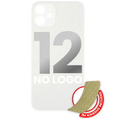 Back Glass With 3M Adhesive For iPhone 12 (No Logo / Large Camera Hole) (White)