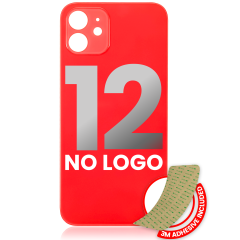 Back Glass With 3M Adhesive For iPhone 12 (No Logo / Large Camera Hole) (Red)
