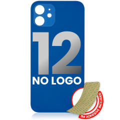 Back Glass With 3M Adhesive For iPhone 12 (No Logo / Large Camera Hole) (Blue)