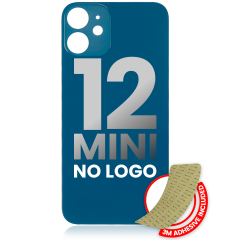 Back Glass With 3M Adhesive For iPhone 12 Mini (No Logo / Large Camera Hole) (Blue)
