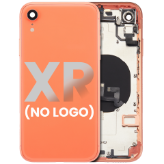 Back Housing W/ Small Components Pre-Installed For iPhone XR (No Logo) (Aftermarket Plus) (Coral)