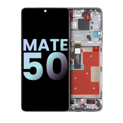 OLED Assembly With Frame Compatible For Huawei Mate 50 (Genuine OEM) (Silver)
