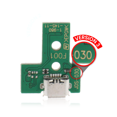 Micro USB Charging Port Board With 12-Pin Flex Cable for PlayStation 4 Controllers (Version 3: JDS-030) (PART # 2MYUMT)