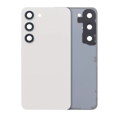 Back Cover Glass With Camera Lens Compatible For Samsung Galaxy S23 5G (No Logo) (Aftermarket Plus) (Cream)