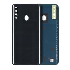 Back Cover Glass With Camera Lens Compatible For Samsung Galaxy A20S (Service Pack) (Black)