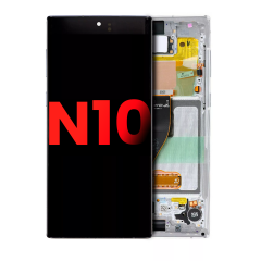 OLED Assembly With Frame Compatible For Samsung Galaxy Note 10 (Aftermarket Plus) (Aura White)