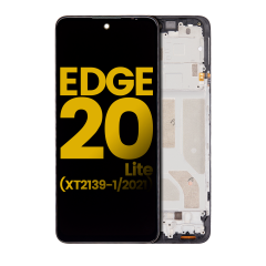 OLED Assembly With Frame Compatible For Motorola Edge 20 Lite (XT2139-1 / 2021) (Refurbished) (All Colors)