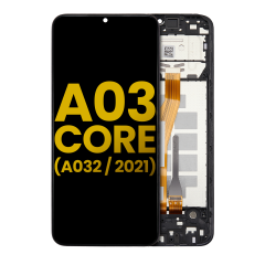LCD Assembly With Frame Compatible For Samsung Galaxy A03 Core (A032 / 2021) (Refurbished) (Black)