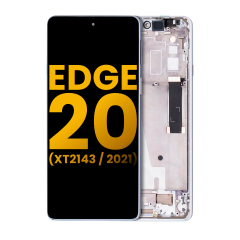 LCD Assembly With Frame Compatible For Motorola Edge 20 (XT2143 / 2021) (Refurbished) (Frosted White)