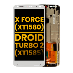 LCD Assembly With Frame Compatible For Motorola Moto X Force (XT1580 / 2015) / Droid Turbo 2 (XT1585 / 2015) (Refurbished) (White)