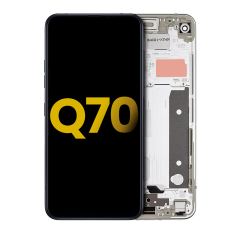 LCD Assembly With Frame Compatible For LG Q70 (Refurbished) (Mirror Silver)