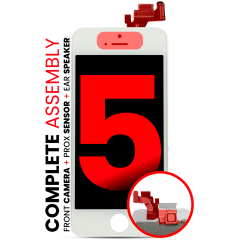 Complete LCD Assembly Compatible For iPhone 5 (With Front Camera: Prox Sensor & Ear Speaker) (Aftermarket Plus: Tianma) (White)