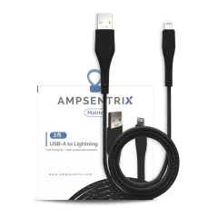 3 ft Non-MFI Lightning To USB Type A Cable (AmpSentrix) (Matrix) (Black)