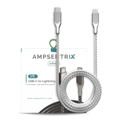 3 ft Non-MFI Lightning To USB Type C Cable (AmpSentrix) (Infinity) (Silver)