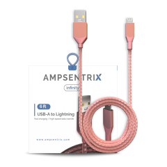 6 ft Non-MFI USB Type A To Lightning Cable (AmpSentrix) (Infinity) (Pink)