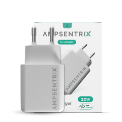 2 Plug - 20W USB Type C And USB Type A Wall Power Adapter (AmpSentrix) (220V Euro)