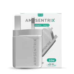 2 Plug - 20W USB Type C And USB Type A Wall Power Adapter (AmpSentrix) (220V Uk)
