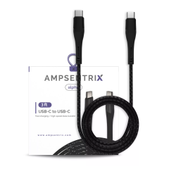 3 ft USB Type C To USB Type C Cable (AmpSentrix) (Alpha) (Black)