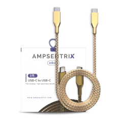 3 ft USB Type C To USB Type C Cable (AmpSentrix) (Infinity) (Gold)