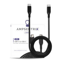 3 ft USB Type C To USB Type C Cable (AmpSentrix) (Infinity) (Black)