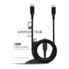 6 ft USB Type C To USB Type C Cable (AmpSentrix) (Infinity) (Black)