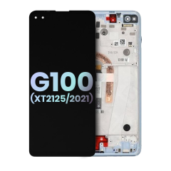 LCD Assembly With Frame Compatible For Motorola Moto G100 (XT2125 / 2021) (Genuine OEM) (Iridescent Sky)