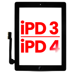 Digitizer Compatible For iPad 3 / iPad 4 (Home Button Pre-Installed Compatible For iPad 4) (Aftermarket Plus) (Black)