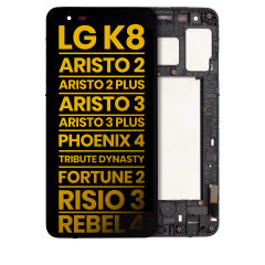 LCD Assembly With Frame Compatible For LG K8 (X210 / 2018) / Aristo 2 / Aristo 2 Plus / Aristo 3 / Aristo 3 Plus / Phoenix 4 / Tribute Dynasty / Empire / Fortune 2 / Risio 3 / Rebel 4 (Refurbished) (Black)