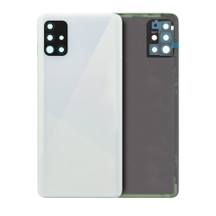 Back Cover Glass With Camera Lens Compatible For Samsung Galaxy A51 (Service Pack) (White)
