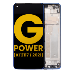 LCD Assembly With Frame Compatible For Motorola Moto G Power (XT2117 / 2021) (Refurbished) (Blue)
