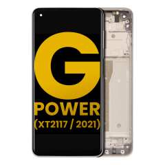 LCD Assembly With Frame Compatible For Motorola Moto G Power (XT2117 / 2021) (Refurbished) (Polar Silver)