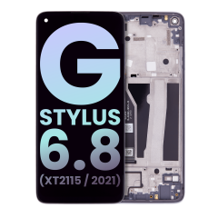 LCD Assembly With Frame Compatible For Motorola Moto G Stylus 6.8" (XT2115 / 2021) (Genuine OEM) (Aurora White)