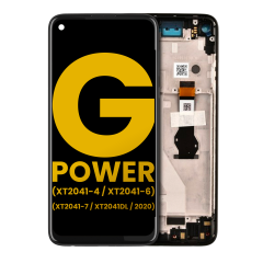 LCD Assembly With Frame Compatible For Motorola Moto G Power (XT2041-4 / XT2041-6 / XT2041-7 / XT2041DL / 2020) (Refurbished) (Smoke Black)