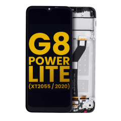 LCD Assembly With Frame Compatible For Motorola Moto G8 Power Lite (XT2055 / 2020) (Refurbished) (Black)