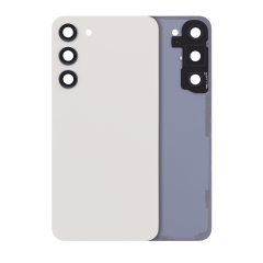Back Cover Glass With Camera Lens Compatible For Samsung Galaxy S23 Plus 5G (No Logo) (Aftermarket Plus) (Cream)