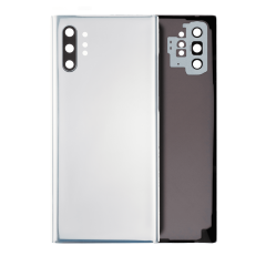 Back Cover Glass With Camera Lens Compatible For Samsung Galaxy Note 10 Plus / 5G (No Logo) (Aftermarket Plus) (Aura Glow / Silver)