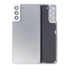Back Cover Glass With Camera Lens Compatible For Samsung Galaxy S21 Plus (No Logo) (Aftermarket Plus) (Phantom Silver)