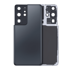 Back Cover Glass With Camera Lens Compatible For Samsung Galaxy S21 Ultra (No Logo) (Aftermarket Plus) (Phantom Navy)