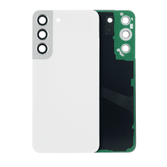 Back Cover Glass With Camera Lens Compatible For Samsung Galaxy S22 5G (No Logo) (Aftermarket Plus) (White)