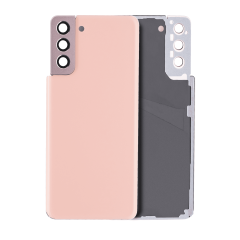 Back Cover Glass With Camera Lens Compatible For Samsung Galaxy S21 Plus (No Logo) (Aftermarket Plus) (Phantom Pink)